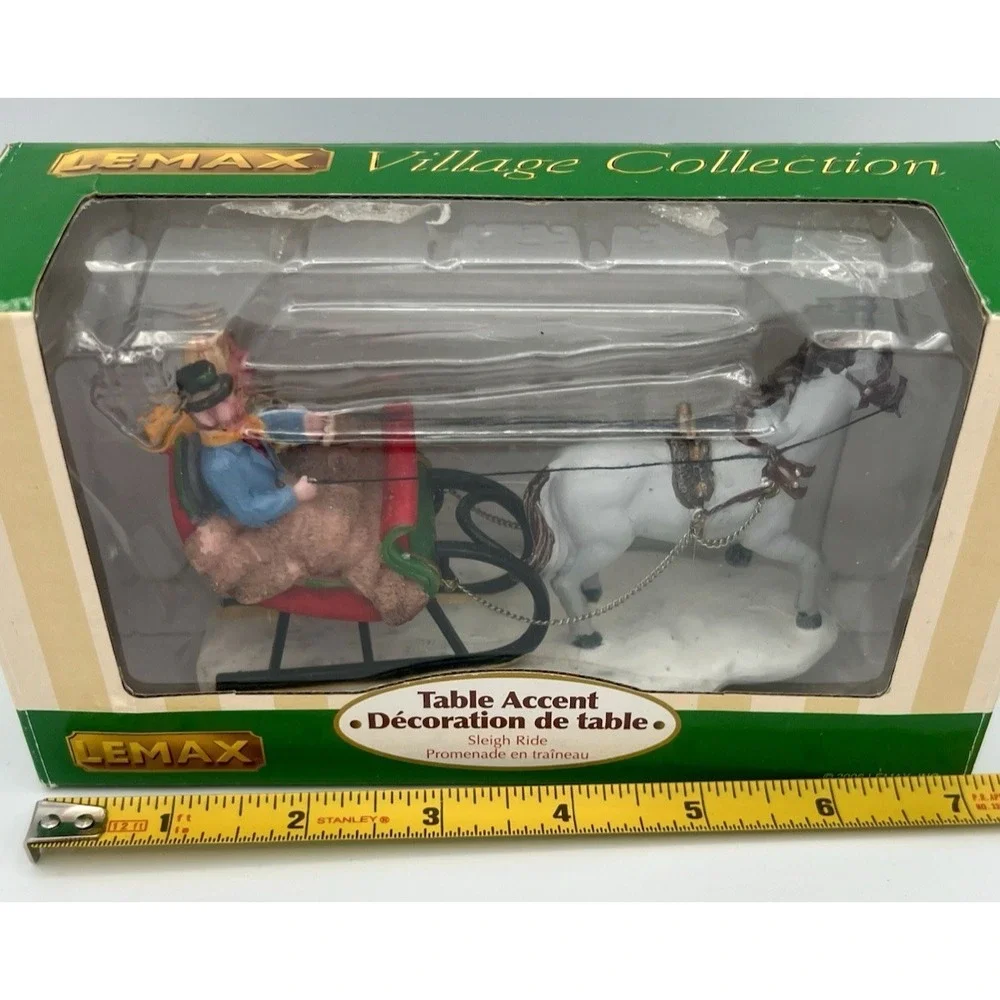 LEMAX Sleigh Ride Couple White Horse #63571 Table Accent New Boxed